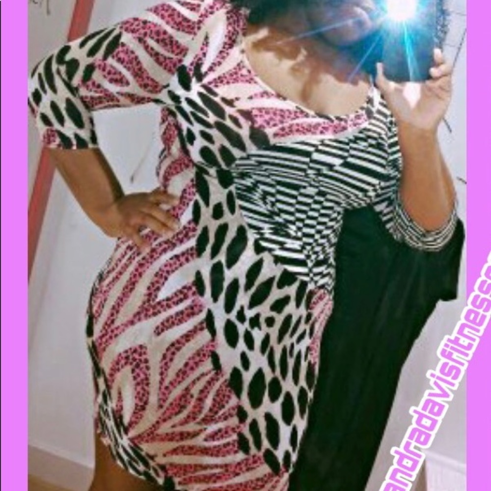 Fashion to figure - Pink Animal Print bodycon dress, size 18-20